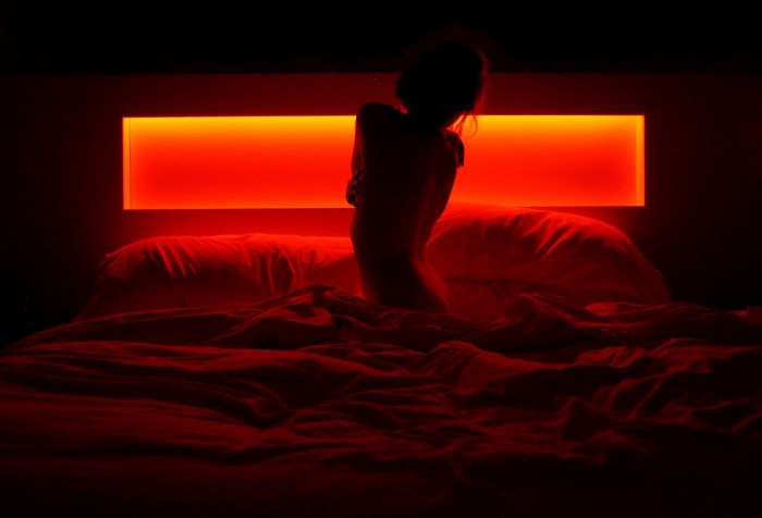Girl in bed night