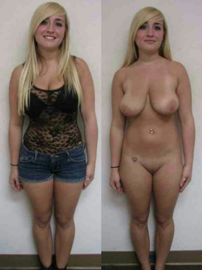 Blonde dressed undressed
