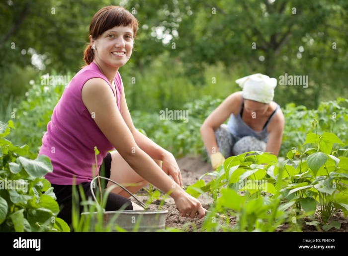 Women on the weeding of the garden