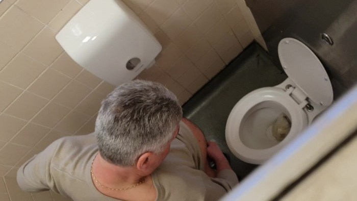 Adult women in the toilet