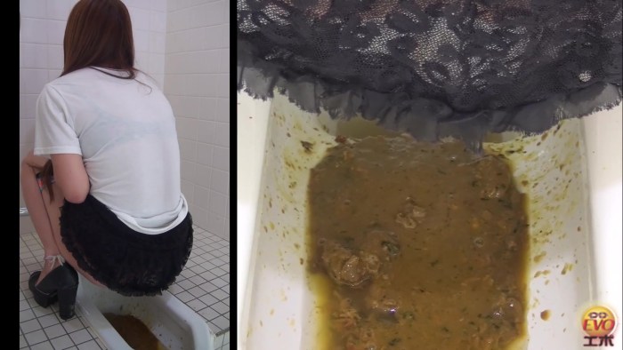 Woman sits on the toilet