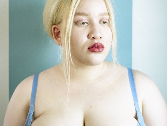 Naked blonde with white skin