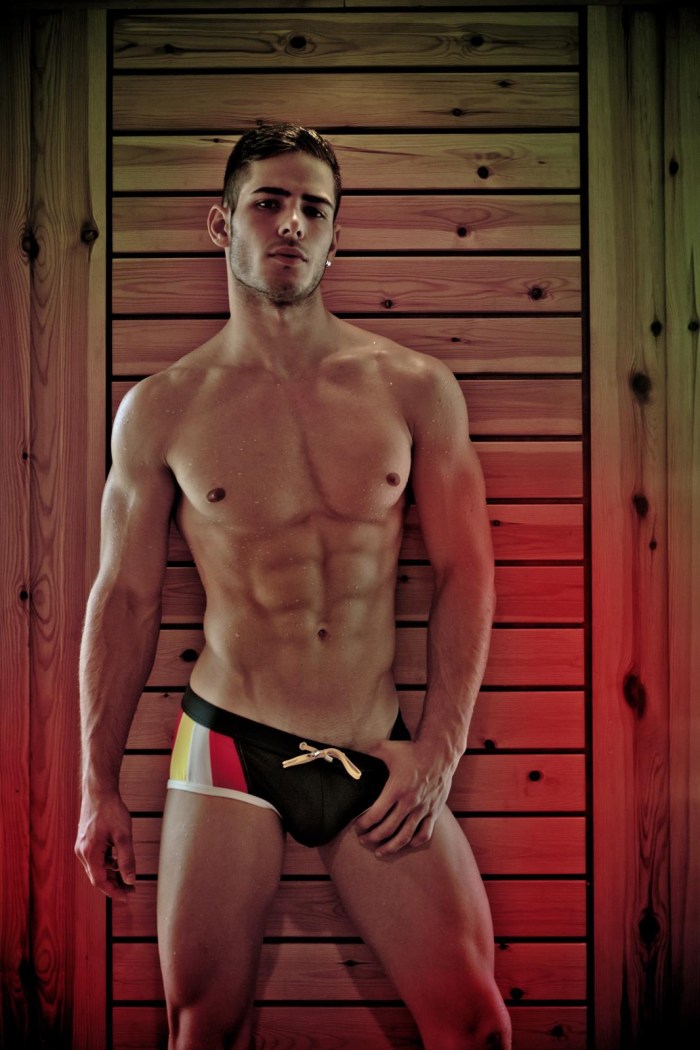 A man of a man in a bathhouse