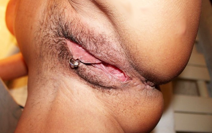 Hairy pussy with piercing