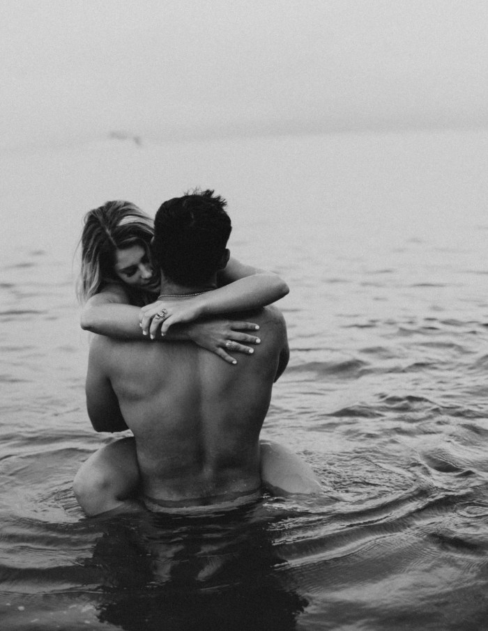 Man and woman naked on the island