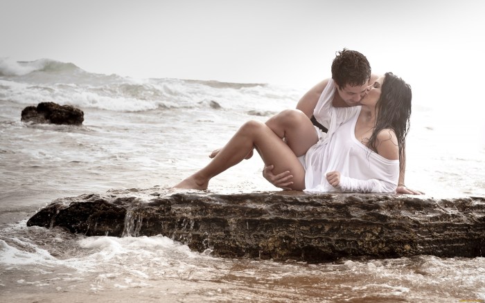 The guy hangs over the girl