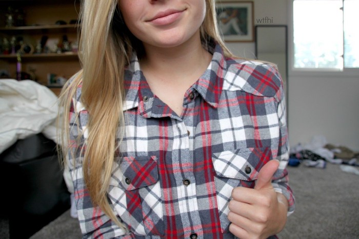 Naked chest in a checkered shirt