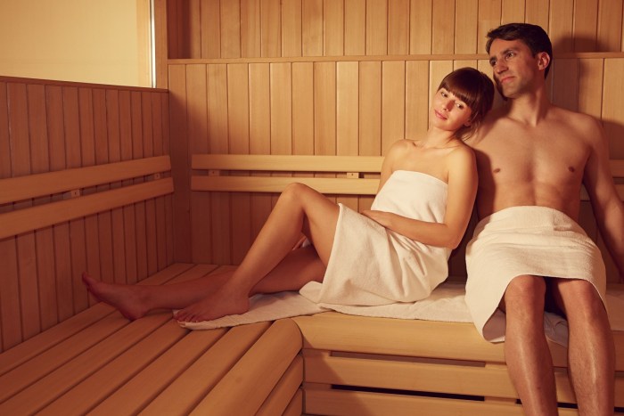 Man and woman in the sauna