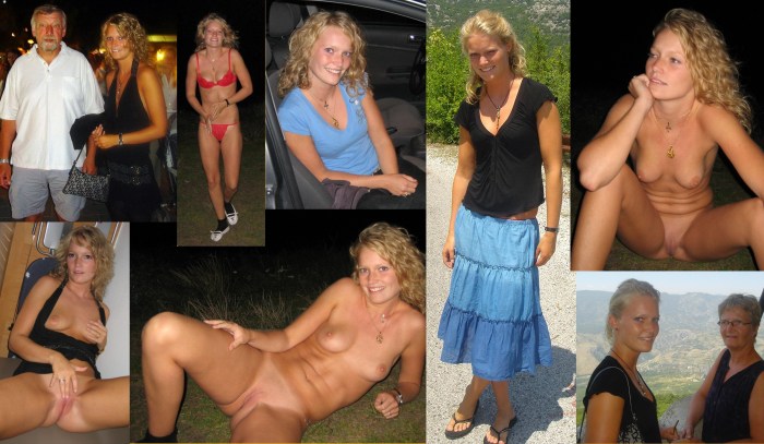 Woman with naked tits in the forest