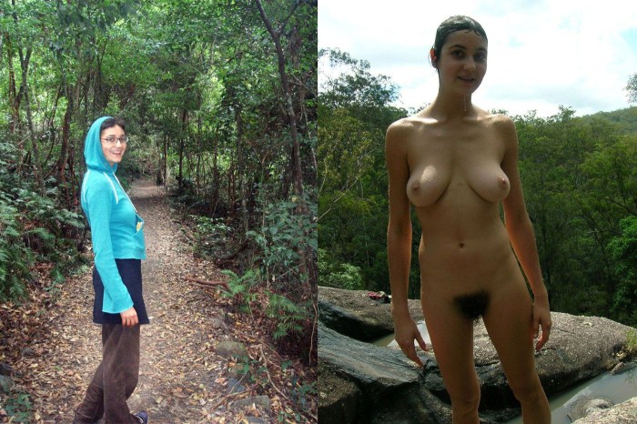 Naked adult women in the forest