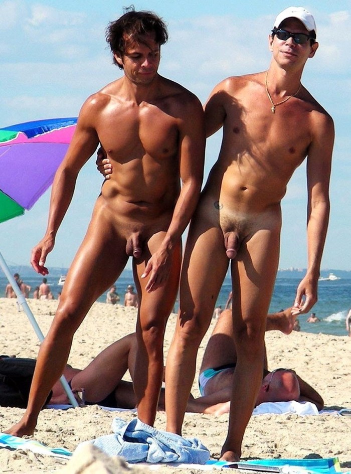 Naked guys on a nudic beach