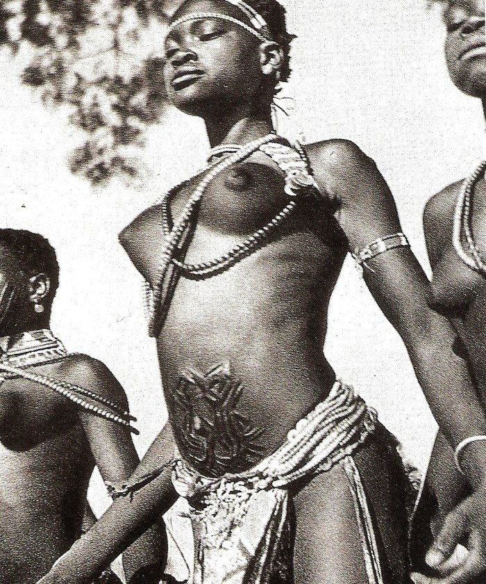 Naked white woman in a tribe