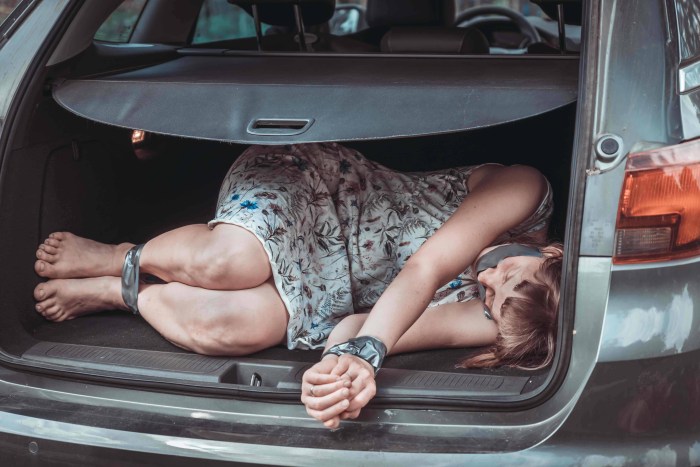Content girl in the car