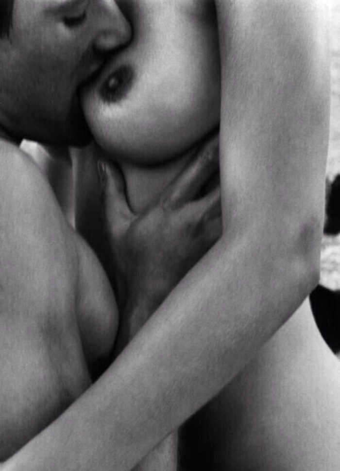 Erotic caresses of the chest