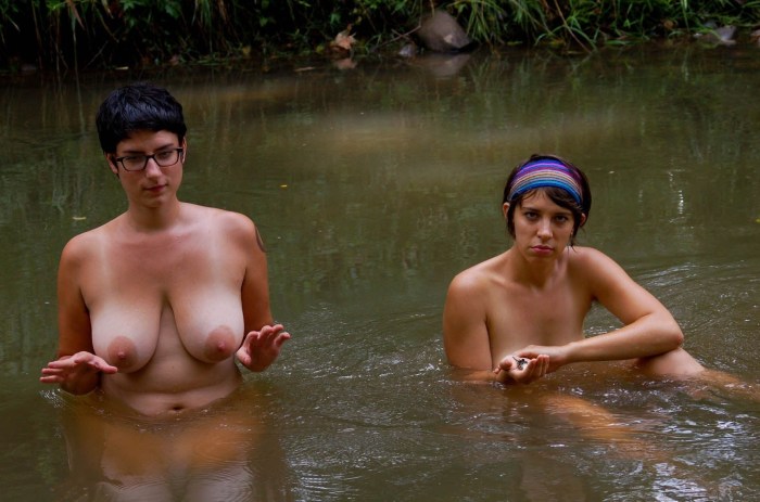 Women bathe naked