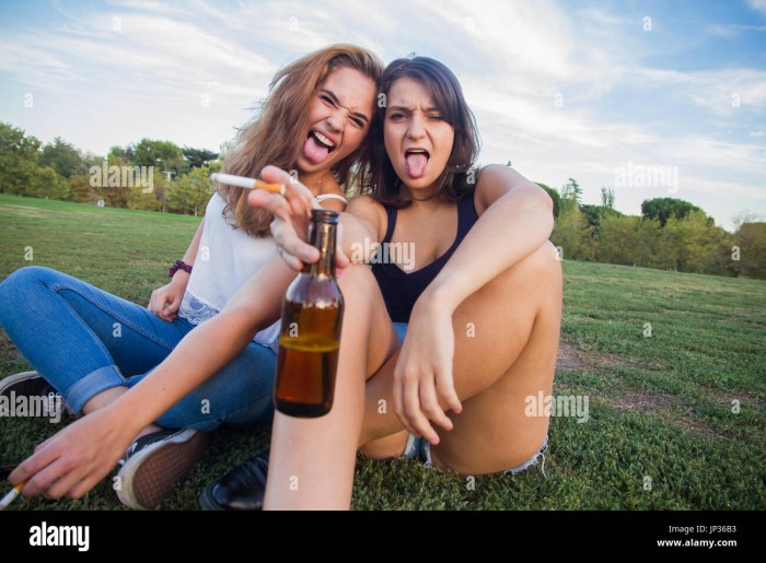 Girl with beer and cigarette