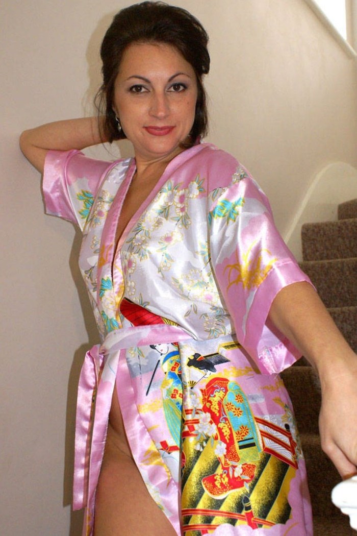 Adult woman in a dressing gown