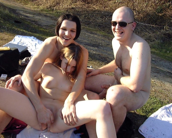 Young swingers in nature