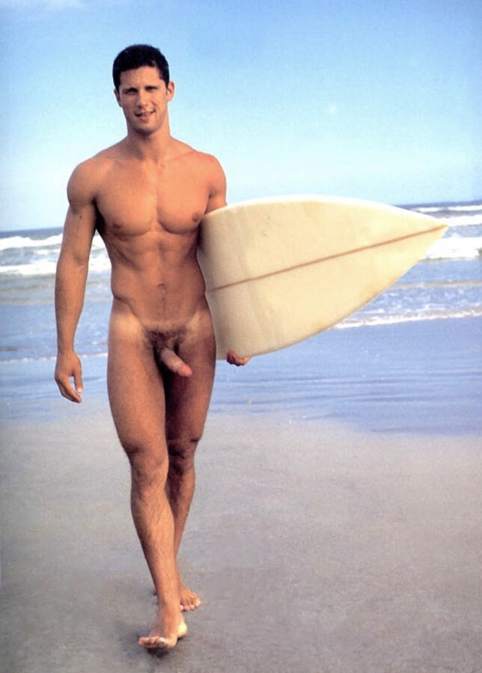 Sports naked guy on the beach