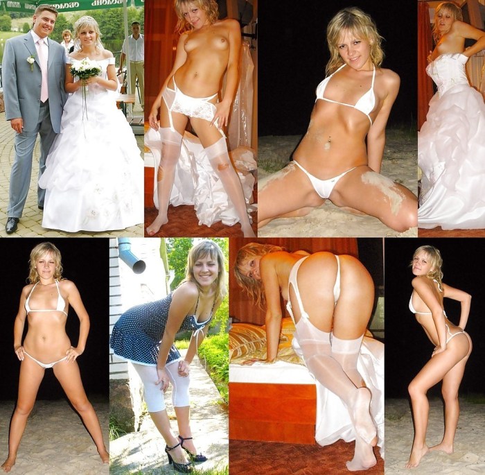 Dressed and striped dress of the bride