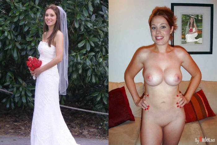 The bride is dressed and undressed
