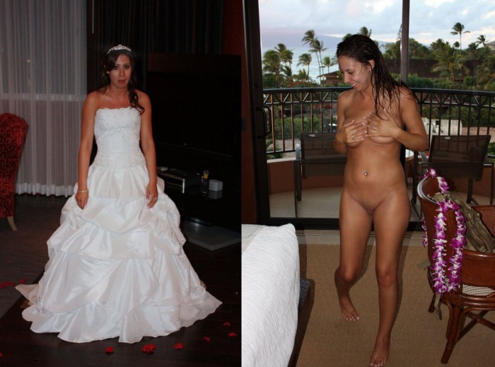 Brides in the dress and striped