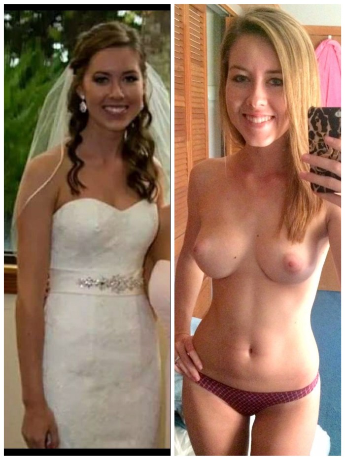 Beautiful Dressed undressed bride