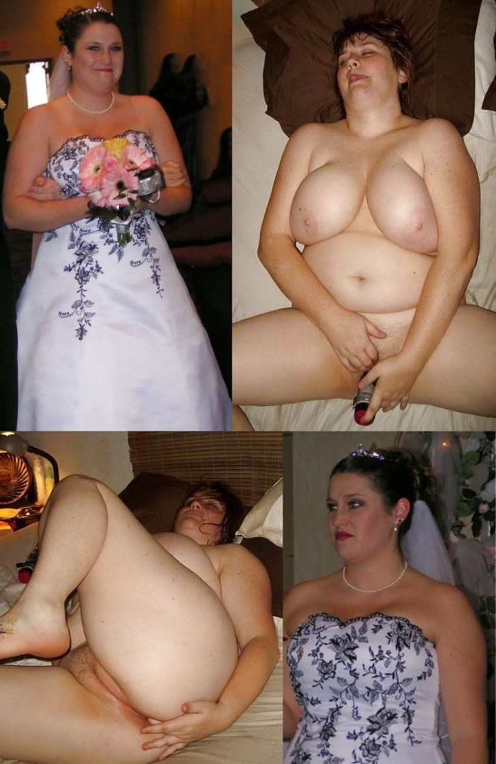 Dressed and undressed fat woman