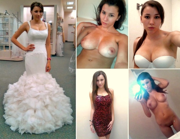 The bride is dressed and undressed