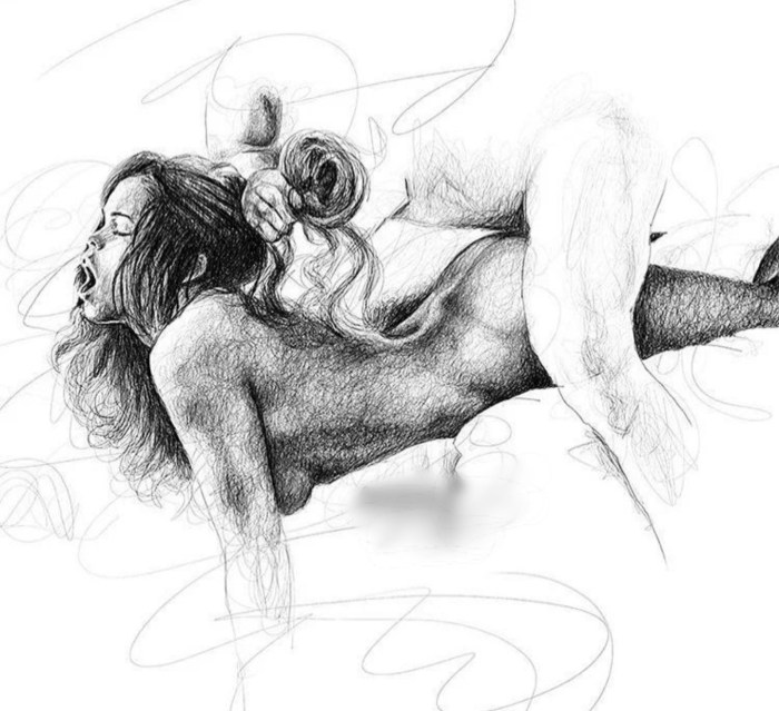 Erotic paintings with a pencil