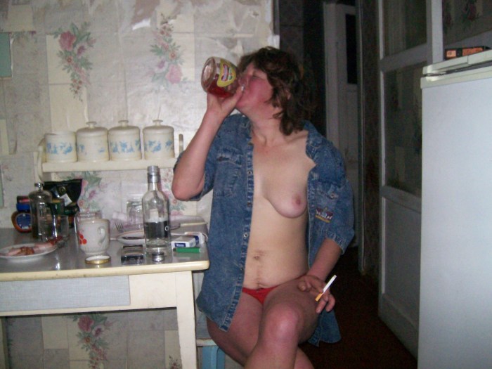 Naked mature alcoholic