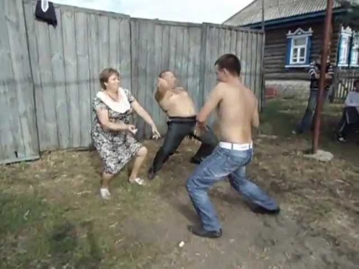 The village guy is dancing