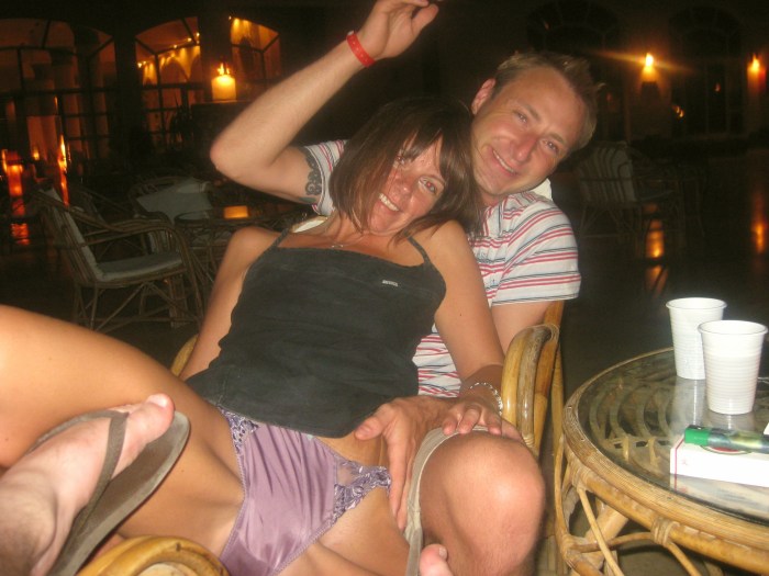 Wife without panties in front of friends