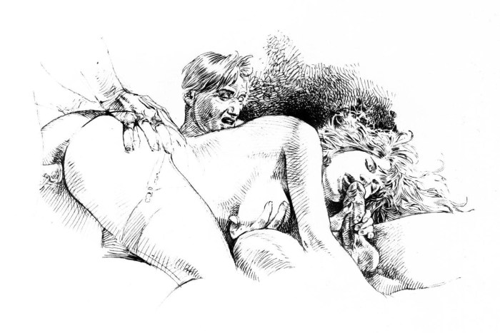 Erotic drawings with a pencil