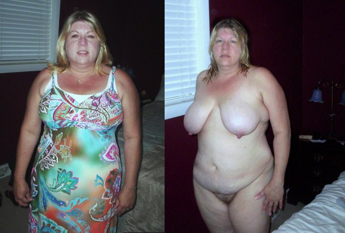 Naked and dressed fat women