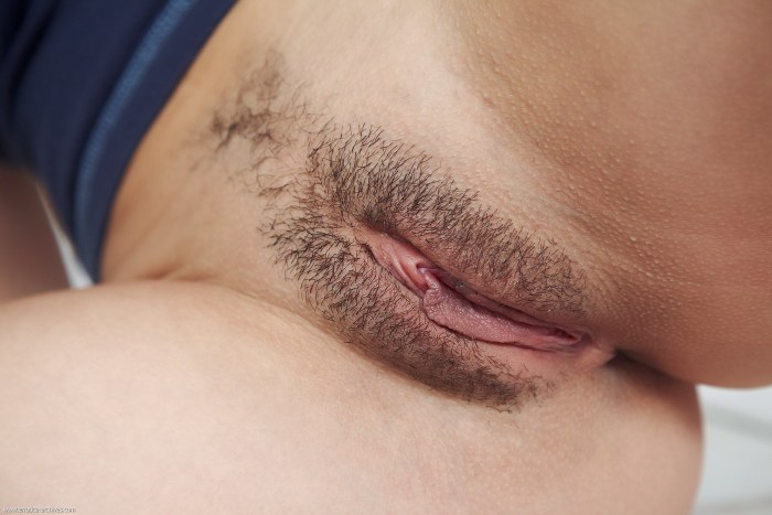 Beautiful pussy with hair on the pubis