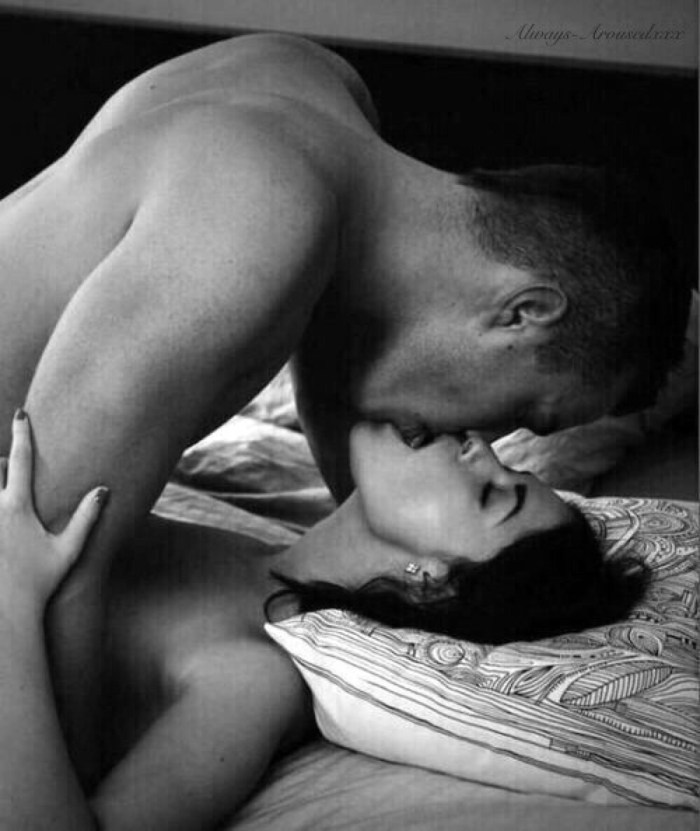 Passionate erotic kiss